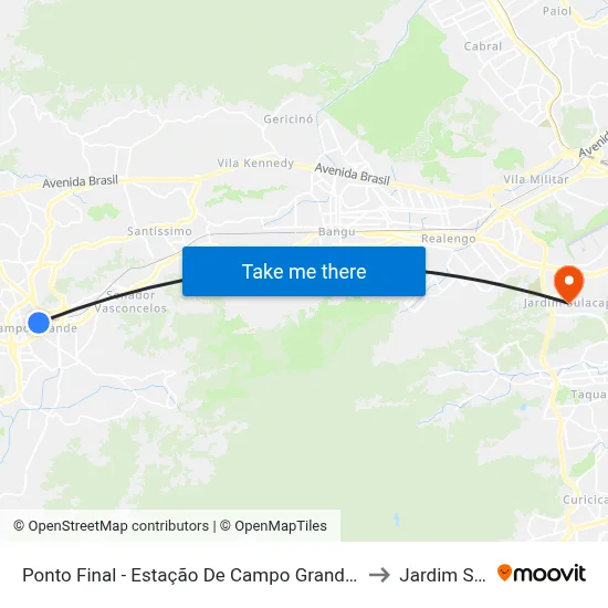 Ponto Final - Estação De Campo Grande (731, 790 E Sv790) to Jardim Sulacap map