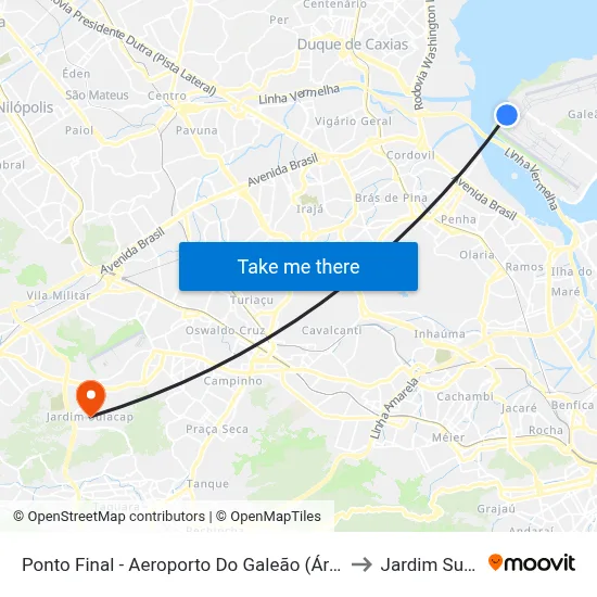 Ponto Final - Aeroporto Do Galeão (Área De Apoio) to Jardim Sulacap map