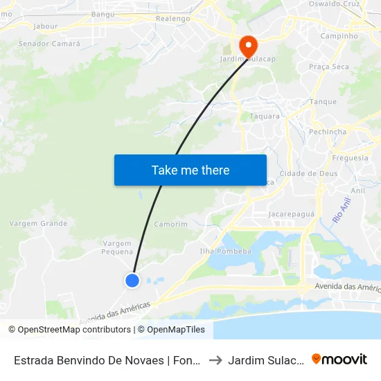 Estrada Benvindo De Novaes | Fontela to Jardim Sulacap map