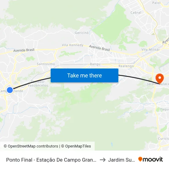 Ponto Final - Estação De Campo Grande (821/841)) to Jardim Sulacap map