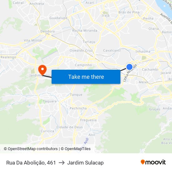 Rua Da Abolição, 461 to Jardim Sulacap map