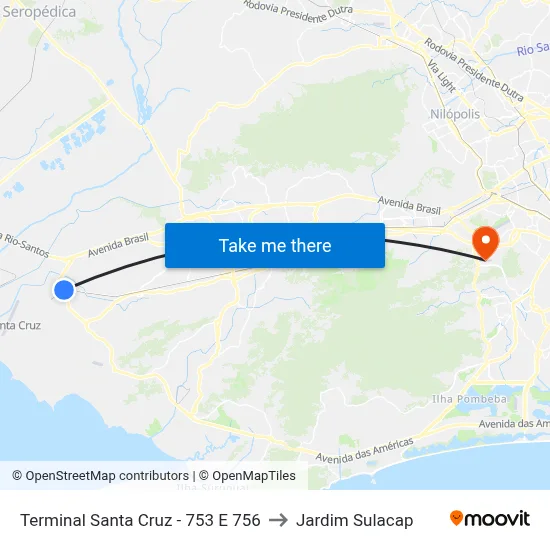 Terminal Santa Cruz - 753 E 756 to Jardim Sulacap map
