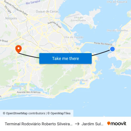 Terminal Rodoviário Roberto Silveira (Niterói) to Jardim Sulacap map
