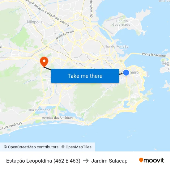 Estação Leopoldina (462 E 463) to Jardim Sulacap map