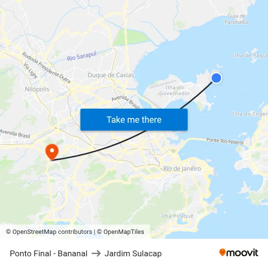 Ponto Final - Bananal to Jardim Sulacap map
