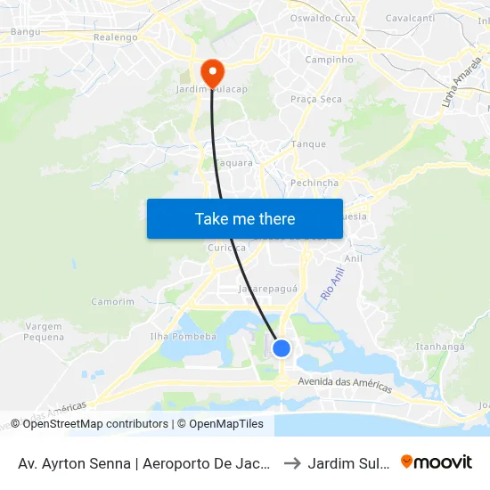 Av. Ayrton Senna | Aeroporto De Jacarepaguá ✈ to Jardim Sulacap map