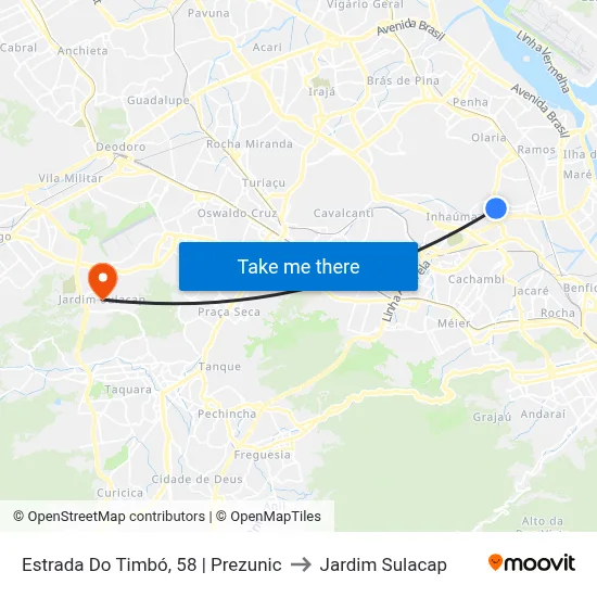 Estrada Do Timbó, 58 | Prezunic to Jardim Sulacap map