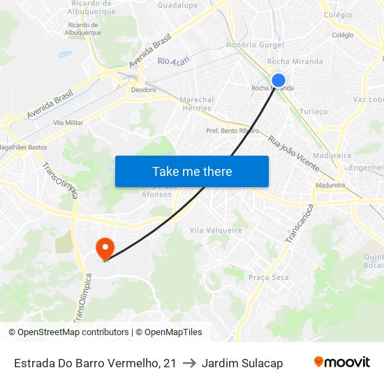 Estrada Do Barro Vermelho, 21 to Jardim Sulacap map