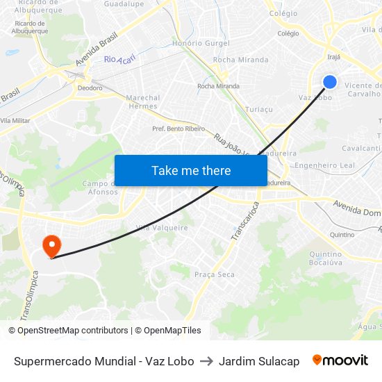 Supermercado Mundial - Vaz Lobo to Jardim Sulacap map