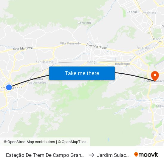 Estação De Trem De Campo Grande to Jardim Sulacap map