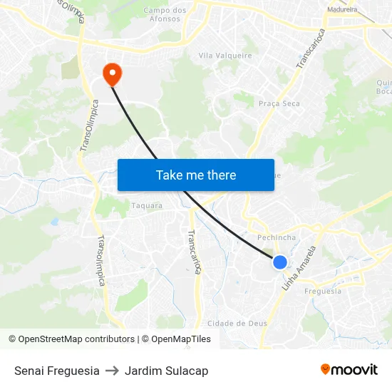 Senai Freguesia to Jardim Sulacap map