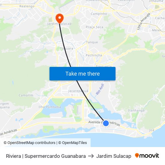 Riviera | Supermercardo Guanabara to Jardim Sulacap map