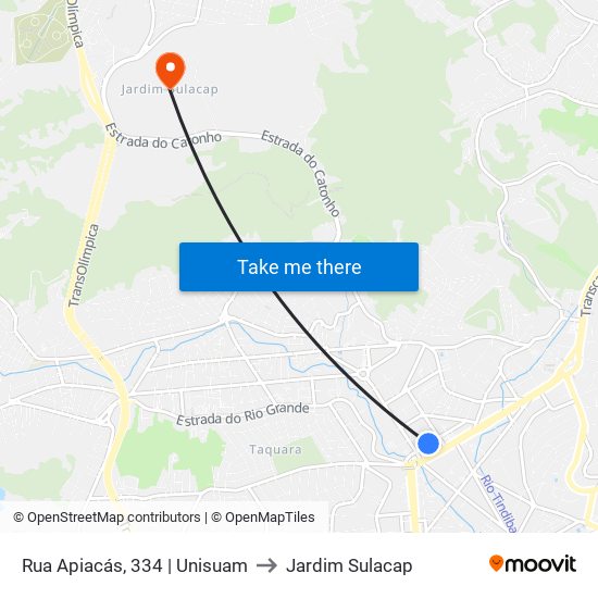 Rua Apiacás, 334 | Unisuam to Jardim Sulacap map