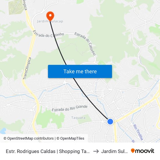 Estr. Rodrigues Caldas | Shopping Taquara Plaza to Jardim Sulacap map