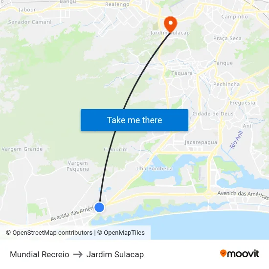 Mundial Recreio to Jardim Sulacap map