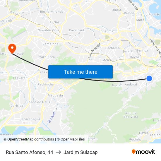 Rua Santo Afonso, 44 to Jardim Sulacap map