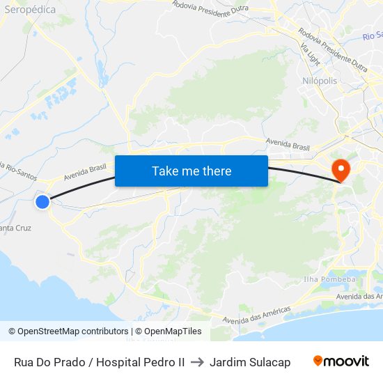 Rua Do Prado / Hospital Pedro II to Jardim Sulacap map