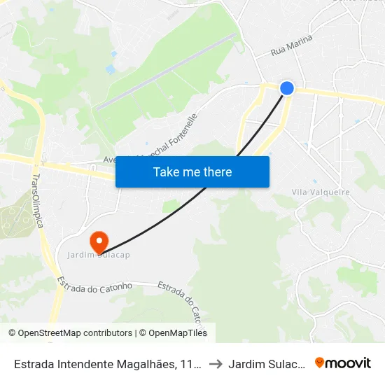 Estrada Intendente Magalhães, 1160 to Jardim Sulacap map