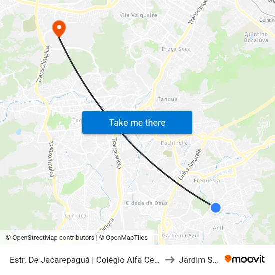 Estr. De Jacarepaguá | Colégio Alfa Cem | Legacy School to Jardim Sulacap map