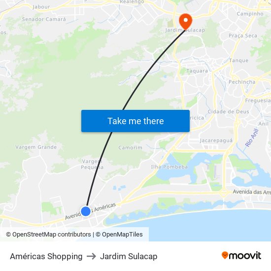 Américas Shopping to Jardim Sulacap map