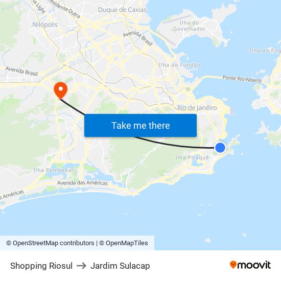 Shopping Riosul to Jardim Sulacap map