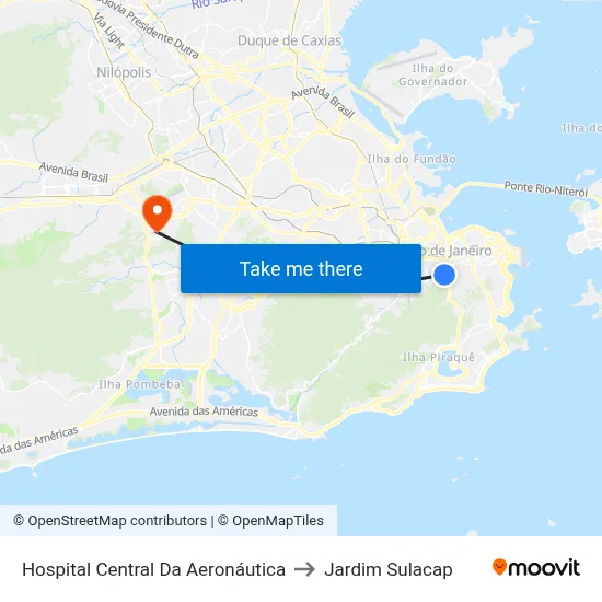 Hospital Central Da Aeronáutica to Jardim Sulacap map
