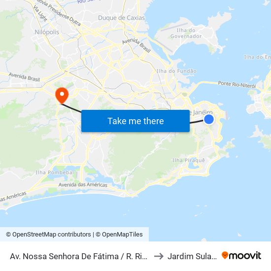 Av. Nossa Senhora De Fátima / R. Riachuelo to Jardim Sulacap map