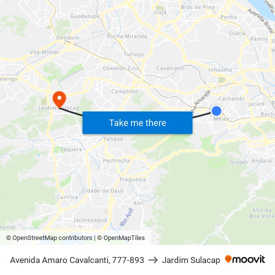 Avenida Amaro Cavalcanti, 777-893 to Jardim Sulacap map