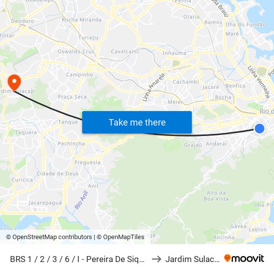 BRS 1 / 2 / 3 / 6 / I - Pereira De Siqueira to Jardim Sulacap map