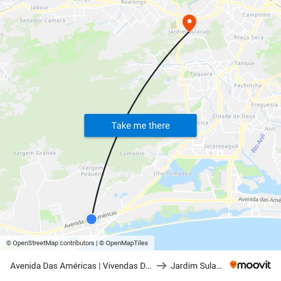 Avenida Das Américas | Vivendas Do Sol to Jardim Sulacap map