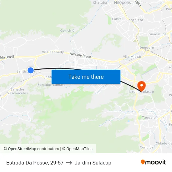 Estrada Da Posse, 29-57 to Jardim Sulacap map