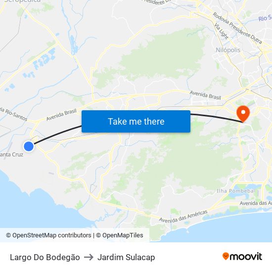 Largo Do Bodegão to Jardim Sulacap map