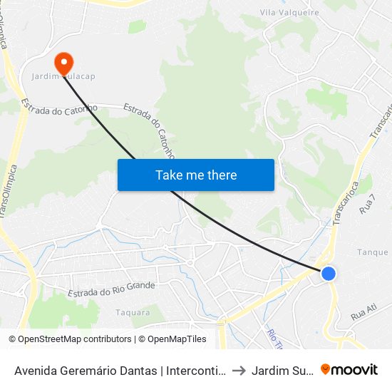 Avenida Geremário Dantas | Intercontinental Tanque to Jardim Sulacap map