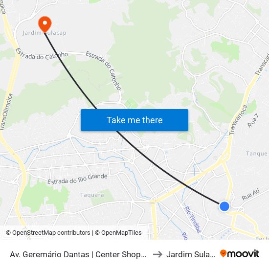 Av. Geremário Dantas | Center Shopping Rio to Jardim Sulacap map