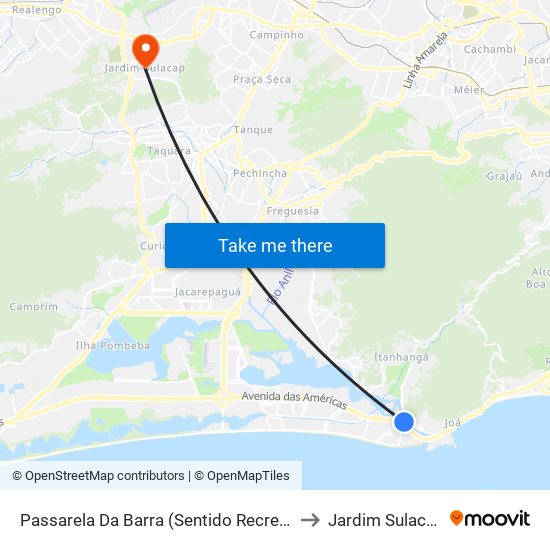 Passarela Da Barra (Sentido Recreio) to Jardim Sulacap map