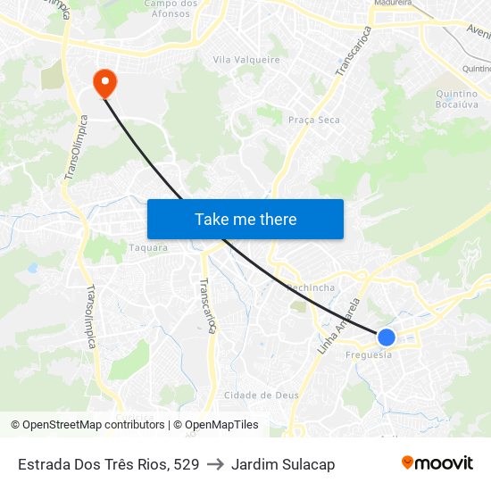 Estrada Dos Três Rios, 529 to Jardim Sulacap map