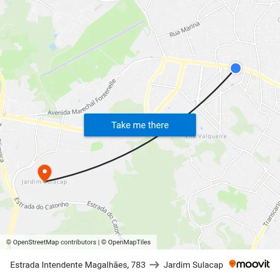 Estrada Intendente Magalhães, 783 to Jardim Sulacap map
