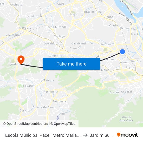 Escola Municipal Pace | Metrô Maria Da Graça to Jardim Sulacap map