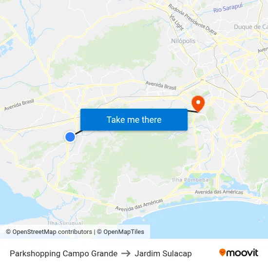 Parkshopping Campo Grande to Jardim Sulacap map