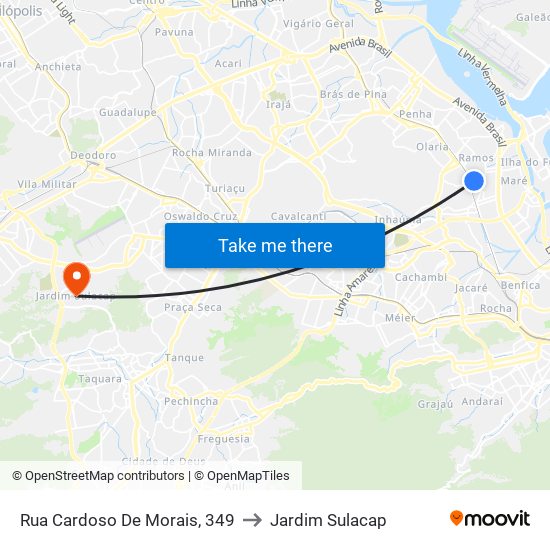 Rua Cardoso De Morais, 349 to Jardim Sulacap map