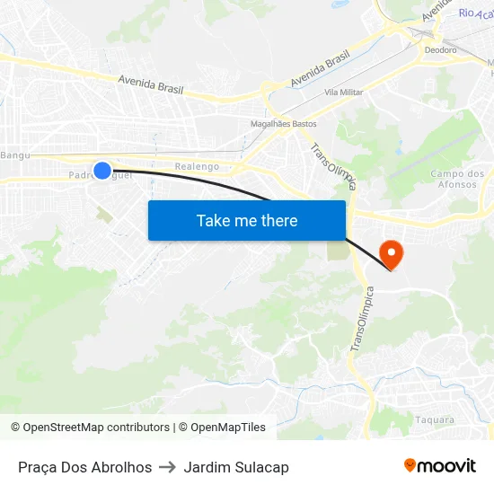 Praça Dos Abrolhos to Jardim Sulacap map