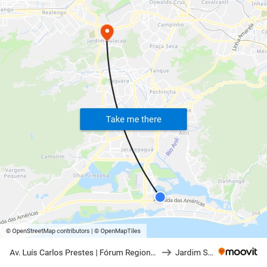 Av. Luís Carlos Prestes | Fórum Regional Da Barra Da Tijuca to Jardim Sulacap map