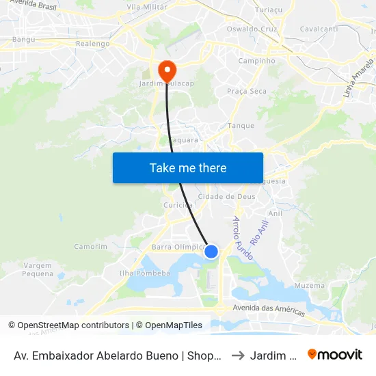 Av. Embaixador Abelardo Bueno | Shopping Metropolitano Barra to Jardim Sulacap map