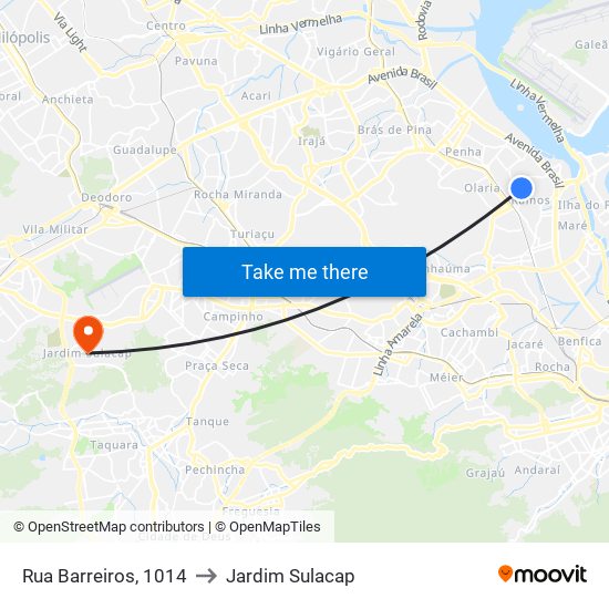 Rua Barreiros, 1014 to Jardim Sulacap map