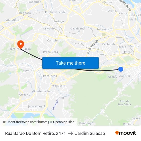 Rua Barão Do Bom Retiro, 2471 to Jardim Sulacap map
