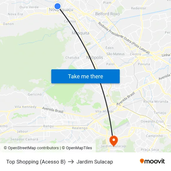 Top Shopping (Acesso B) to Jardim Sulacap map