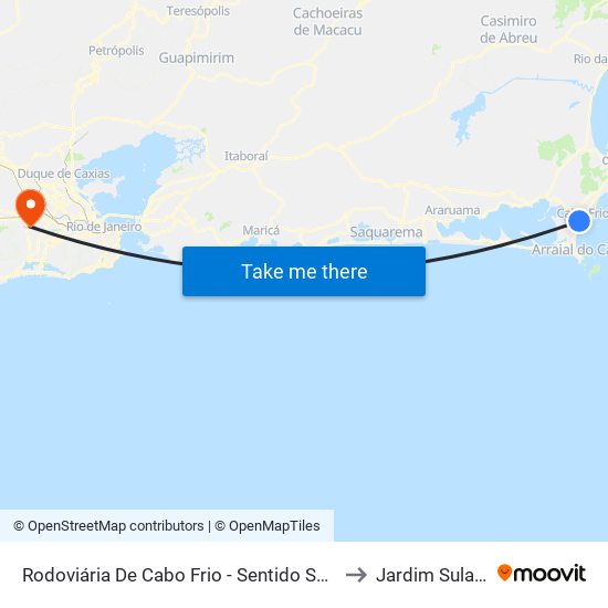 Rodoviária De Cabo Frio - Sentido Shopping to Jardim Sulacap map