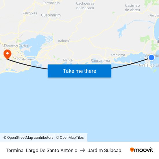 Terminal Largo De Santo Antônio to Jardim Sulacap map