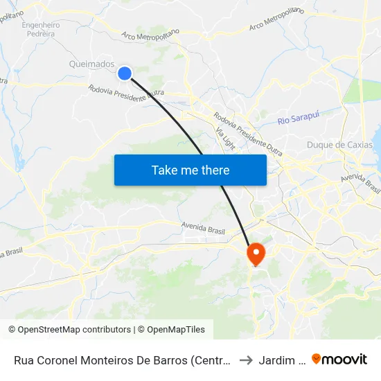 Rua Coronel Monteiros De Barros (Centro De Austin/Estação Ferroviária) to Jardim Sulacap map