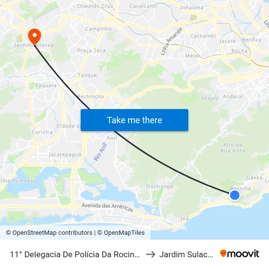 11° Delegacia De Polícia Da Rocinha to Jardim Sulacap map